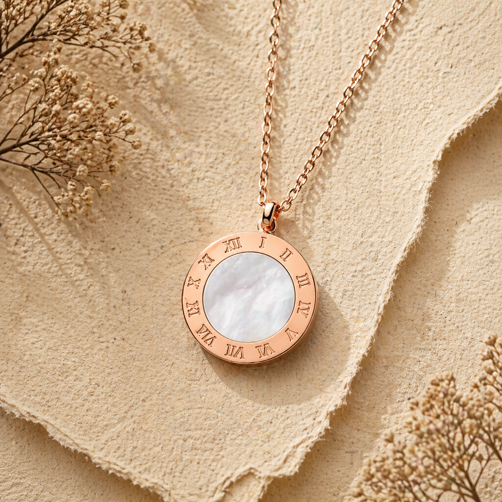 MM Jewelry: Rose Gold Necklace with Roman Numeral Pendant