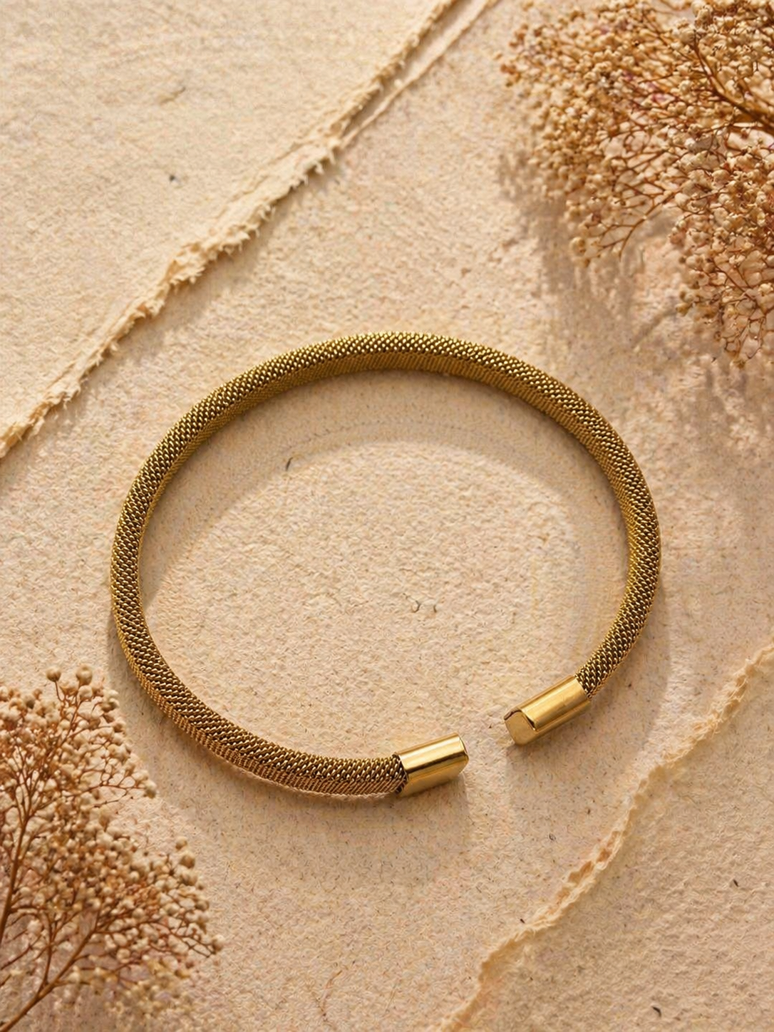 MM Jewelry: Elegant Gold Mesh Cuff Bangle