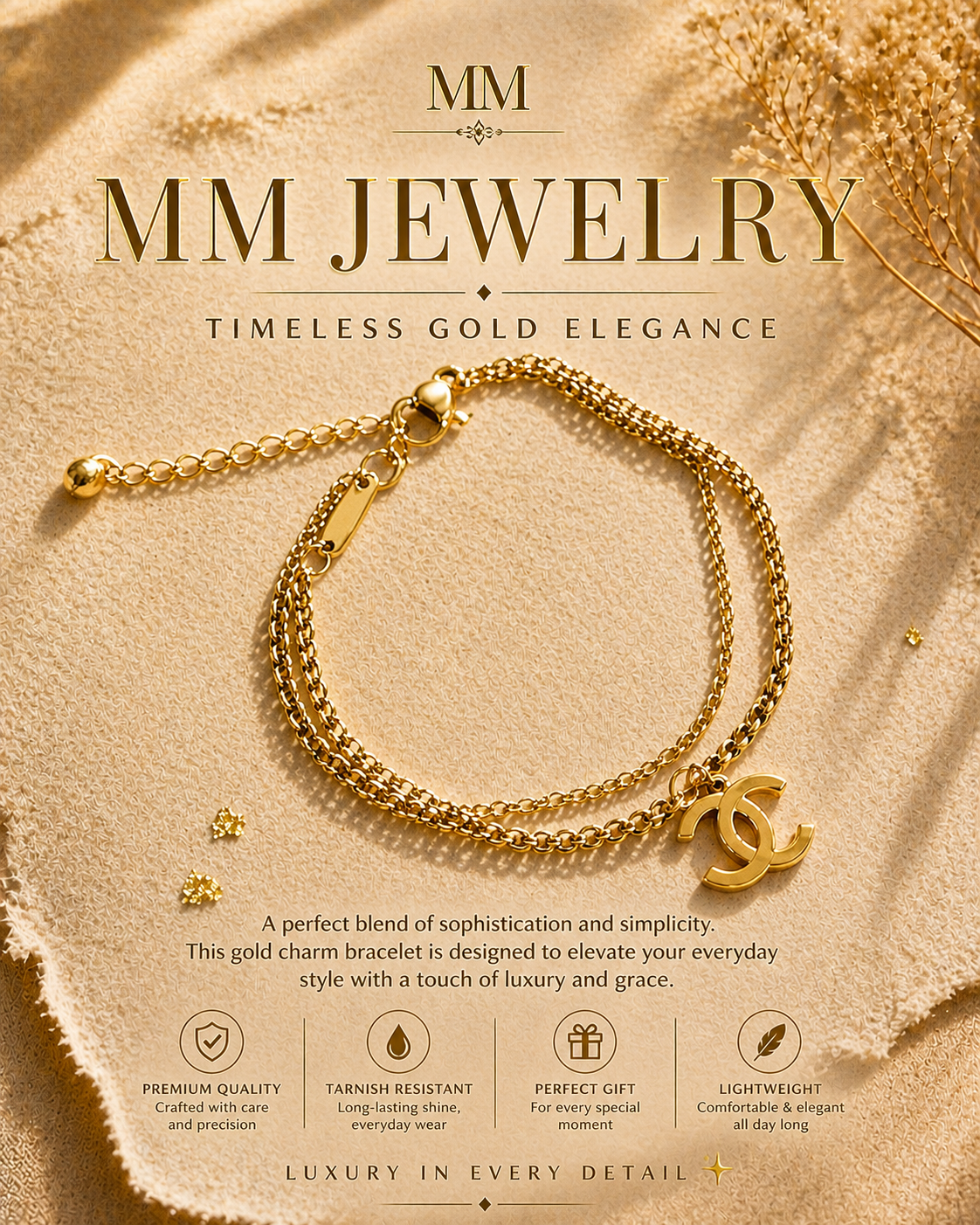 ✨ Golden Charm Bracelet ✨