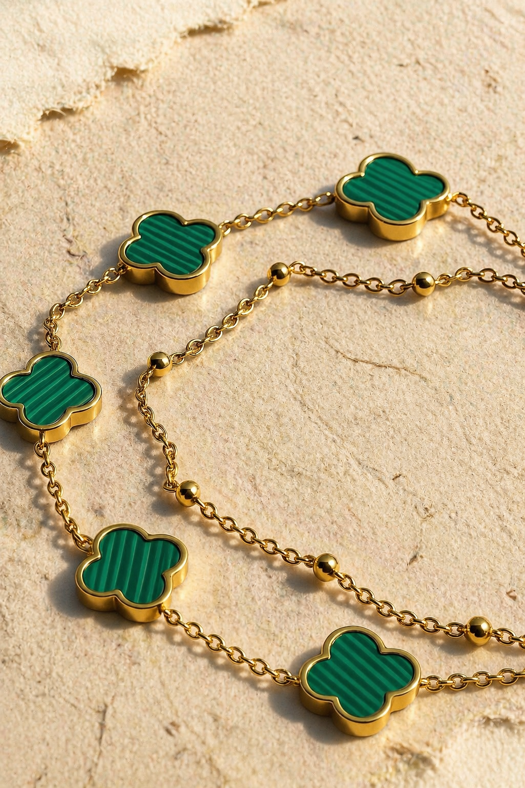 🌟 MM Jewelry | 🌟 Double Chain Green clover Bracelet 🌟 Timeless Beauty, Thoughtfully Designed. ✨