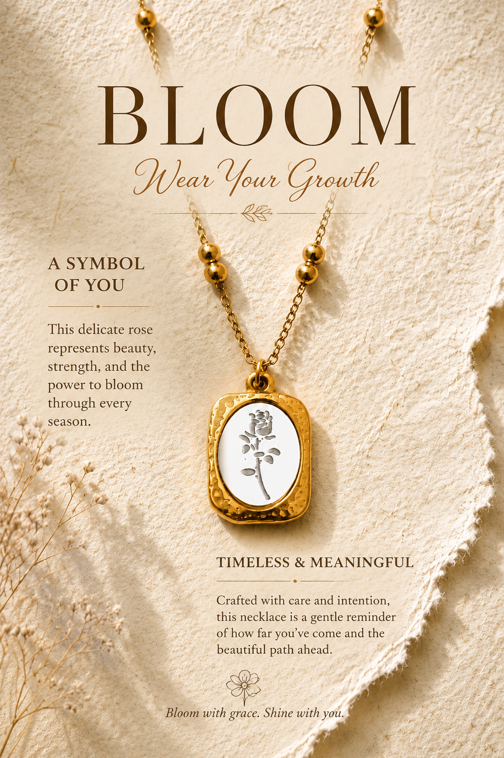 ✨ Golden Rose Charm Necklace ✨