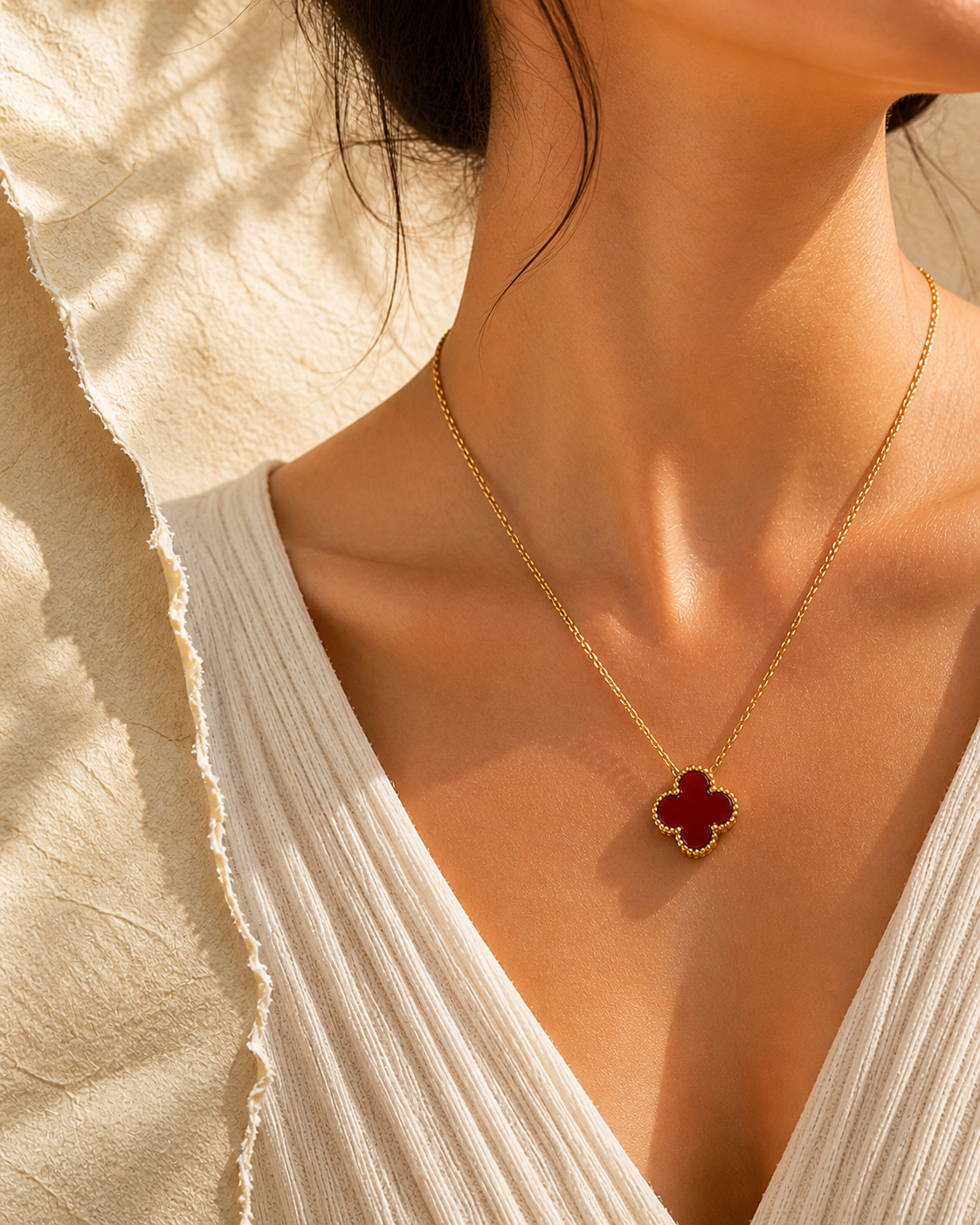 ✨ Crimson Red Clover Necklace ✨