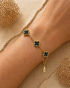 MM Jewelry Shiny Clover Charm Bracelet - Black & Red Collection