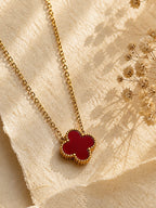✨ Crimson Red Clover Necklace ✨