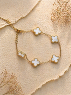 MM Jewelry Big Clover Charm Bracelet - Black & White Collection
