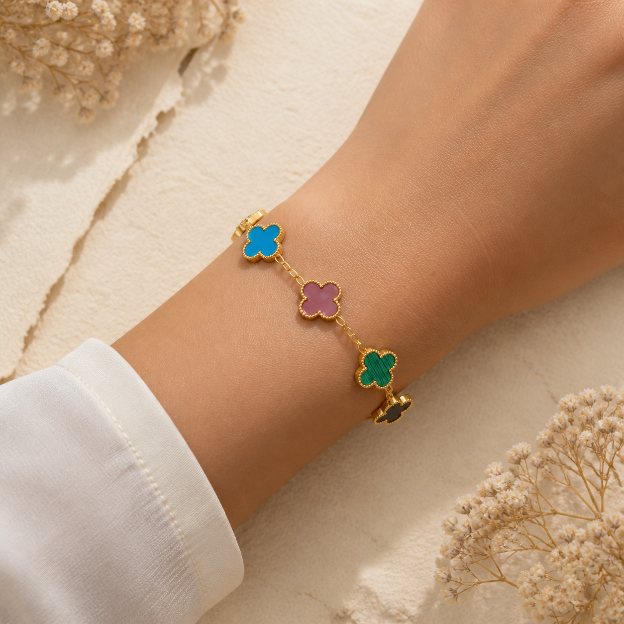 Colorful Clover Charm Bracelet: Timeless Luck &amp Elegance 🌿