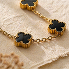 MM Jewelry Small Clover Charm Bracelet - Black & White Collection