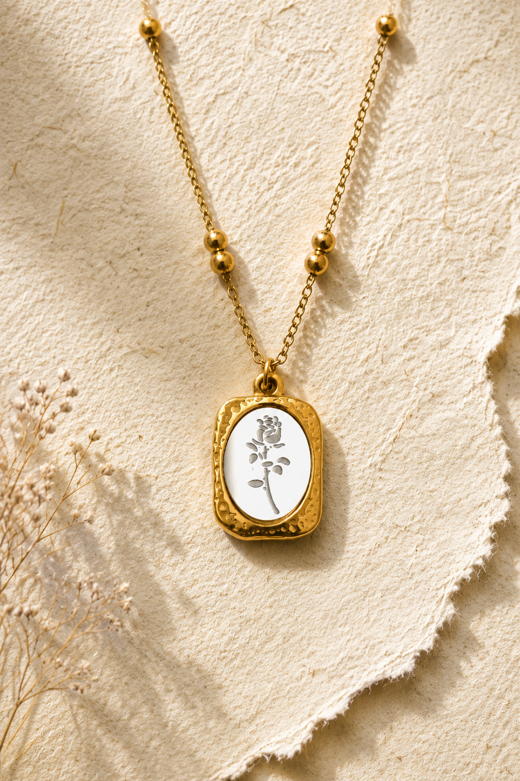 ✨ Golden Rose Charm Necklace ✨