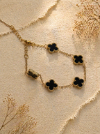 MM Jewelry Big Clover Charm Bracelet - Black & White Collection