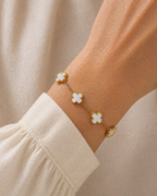 MM Jewelry Big Clover Charm Bracelet - Black & White Collection