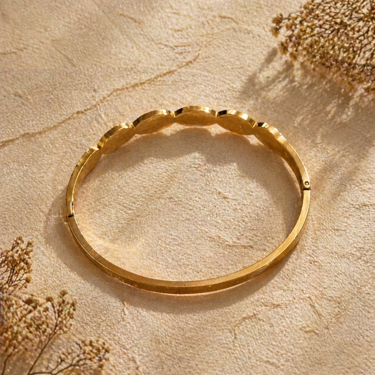 Elegant Gold Bangle with Timeless Enamel Accents