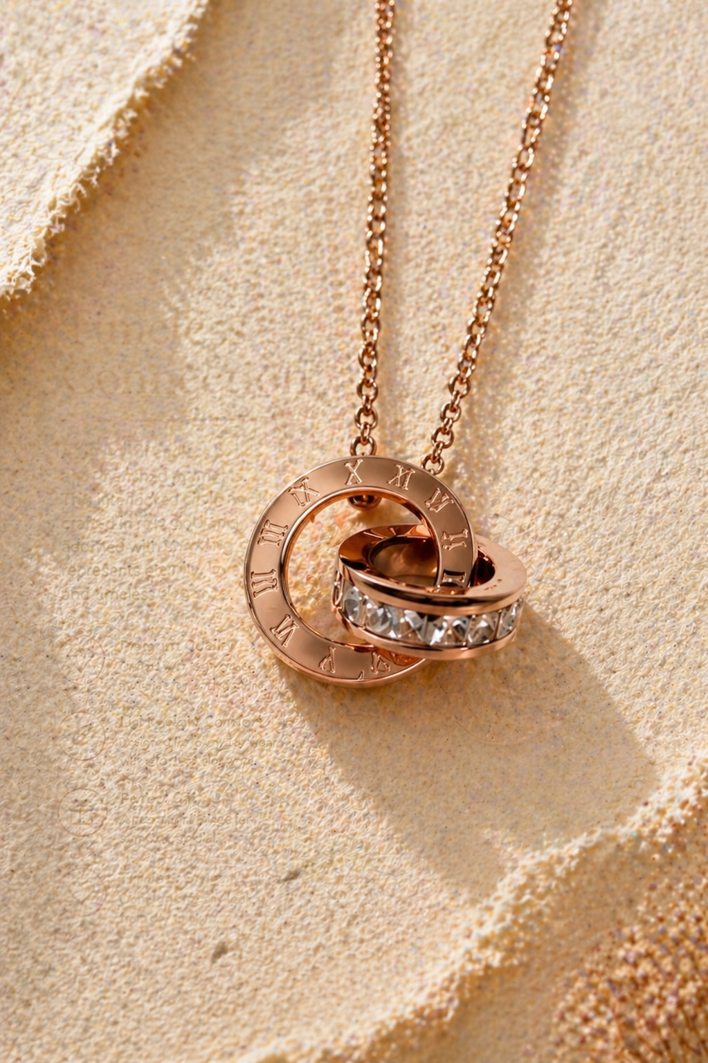 MM Jewelry: Elegant Rose Gold Necklace with Roman Numeral Pendant