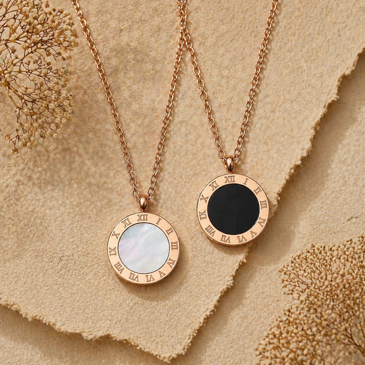 MM Jewelry: Rose Gold Necklace with Roman Numeral Pendant