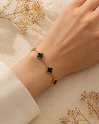 MM Jewelry Small Clover Charm Bracelet - Black & White Collection