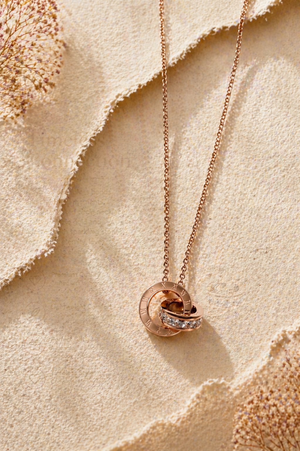 MM Jewelry: Elegant Rose Gold Necklace with Roman Numeral Pendant