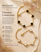 MM Jewelry Big Clover Charm Bracelet - Black & White Collection