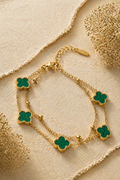 🌟 MM Jewelry | 🌟 Double Chain Green clover Bracelet 🌟 Timeless Beauty, Thoughtfully Designed. ✨