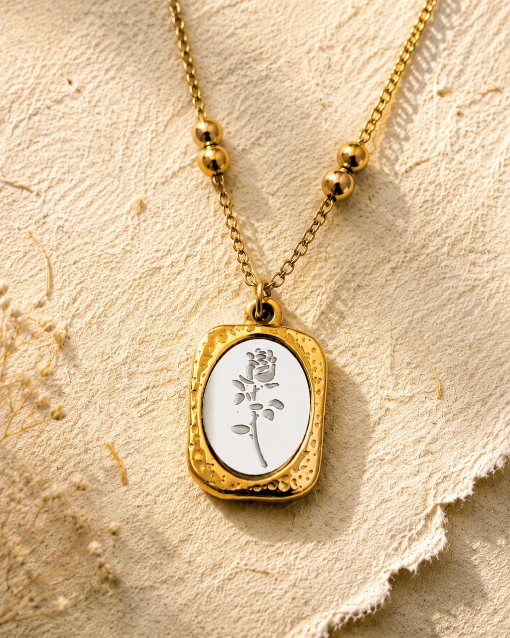 ✨ Golden Rose Charm Necklace ✨