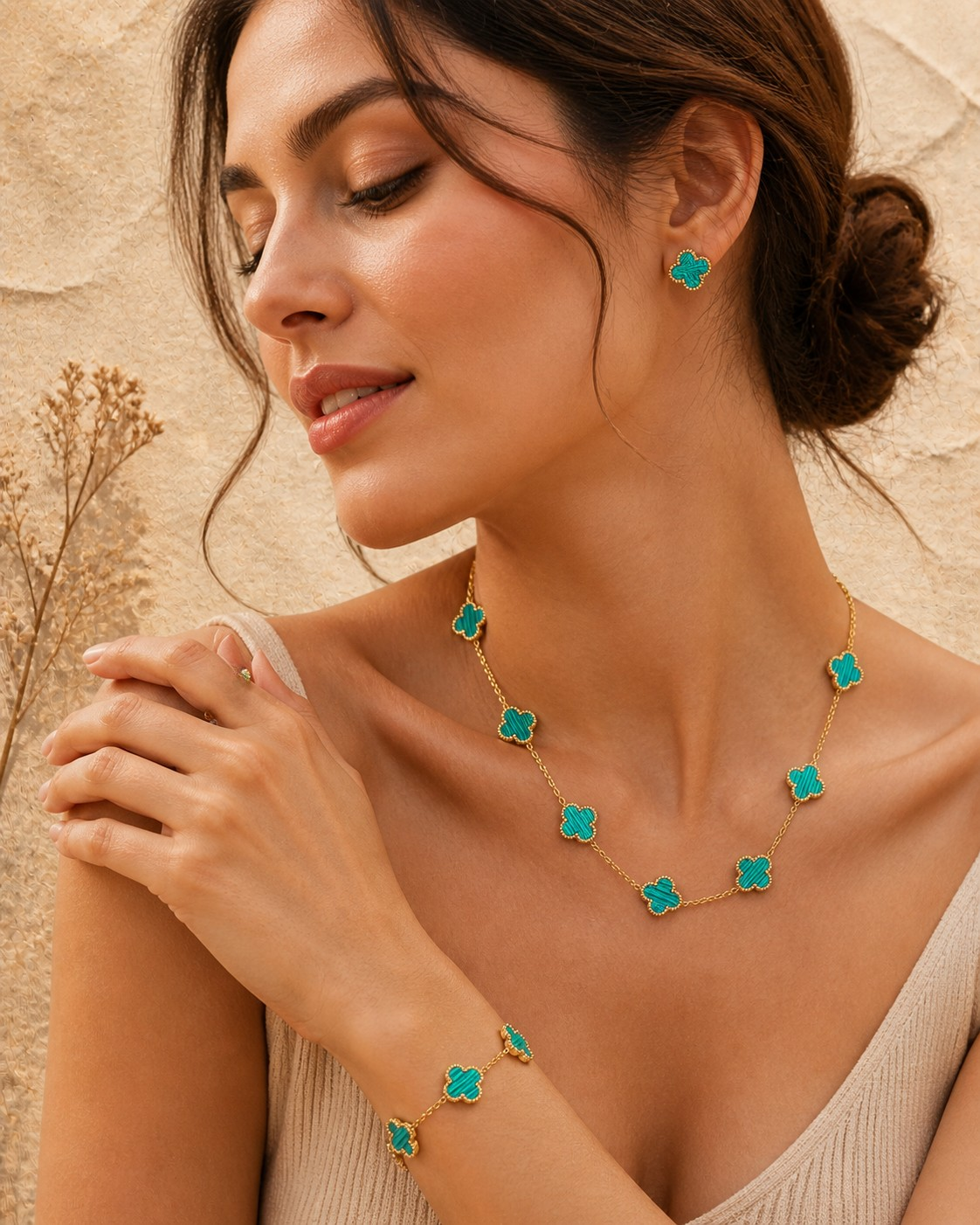 Timeless Elegance: Turquoise Clover Collection jewellery set  🌿